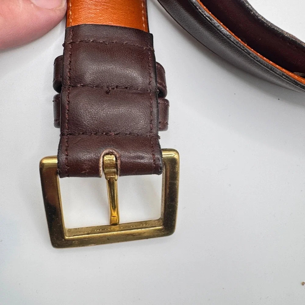 Coach 7500 Mens‎ Leather Belt Mocha Brown Solid Brass Buckle USA Made 44 110cm